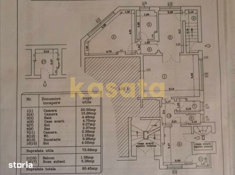 Popa Nan, ap. 2 camere 80 mp in vila lux renovat, fara risc, boxa.